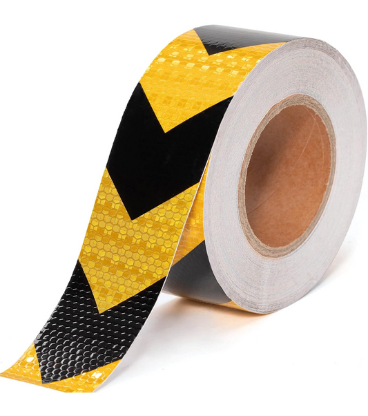 Reflective Safety Warning Tape Black & Yellow For Shipping Compliance | For Shipping Containers & Truck Trailers