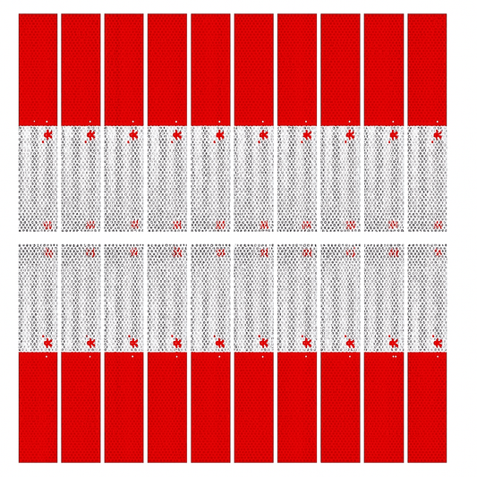 DOT Red & White Reflective Strips For Shipping Compliance (Many Sizes) | For Shipping Containers & Truck Trailers