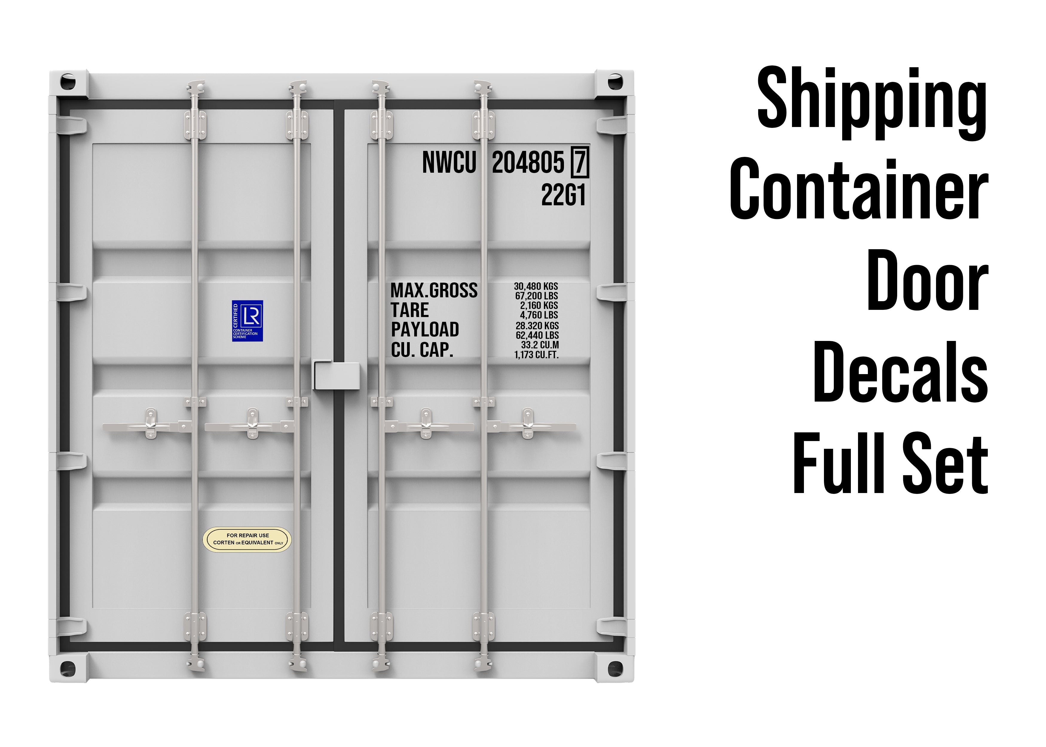 Door Shipping Container Lettering Decal Sticker Signs | Container ID N ...